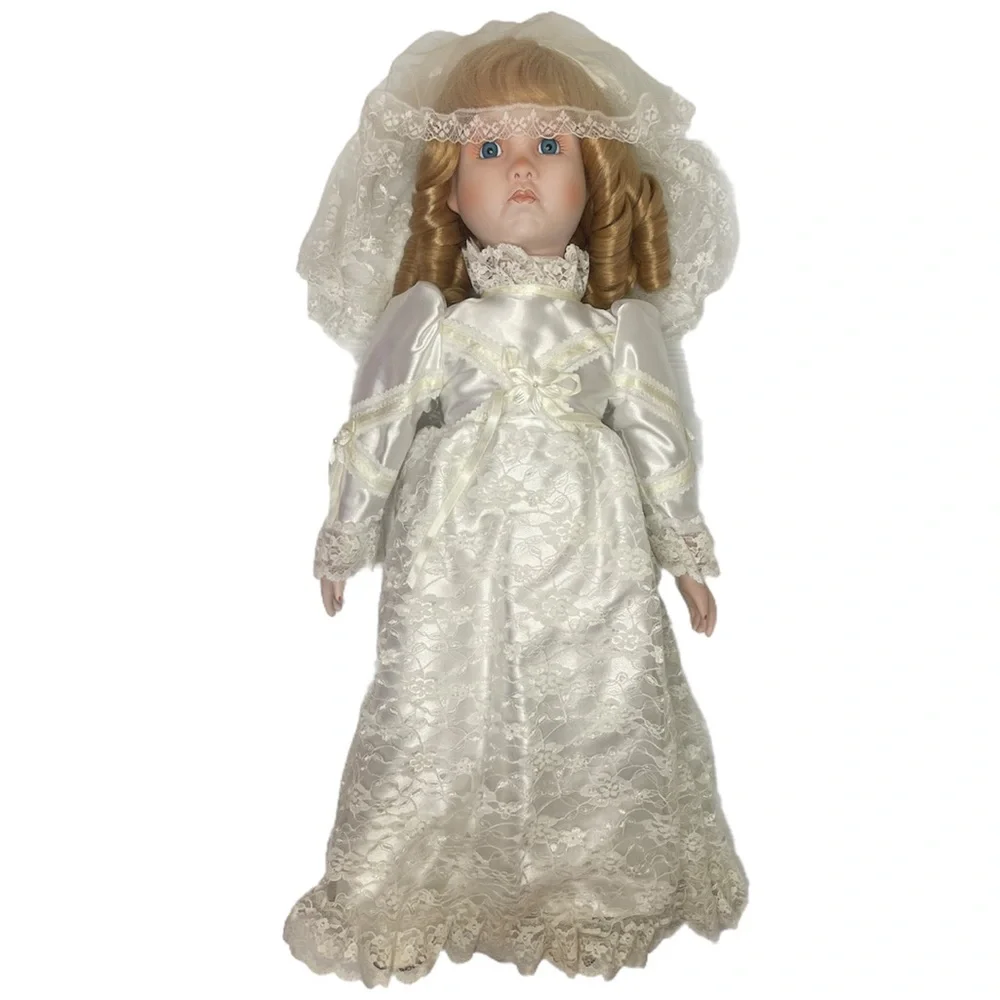 Vintage Doll Porcelain Lace Dress Ellie Bridal Wedding Collectible Vintage Toys